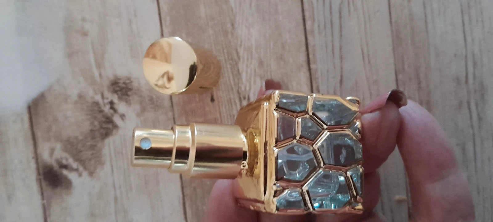 Atomizador para bolso, dorado con piedras de cristal – photo 4